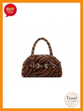 Zebra Print Faux Leather Tote Bag with Twisted Handles